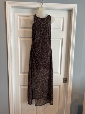 Rachel Zoe Brown Leopard-Print Sleeveless Maxi Dress